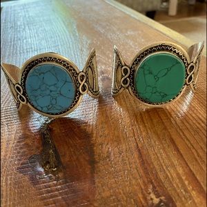 2 gemstone cuff bracelets …..